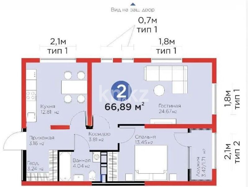 Продажа 2-комнатной квартиры, 69 м² - Продажа двухкомнатных квартир от собственников в Алматы - страница 3 фото 1 из 1