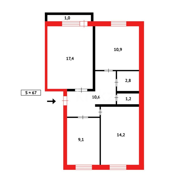 Продажа 3-комнатной квартиры, 67 м² - Продажа трехкомнатных квартир в Темиртау - страница 3 фото 14 из 14