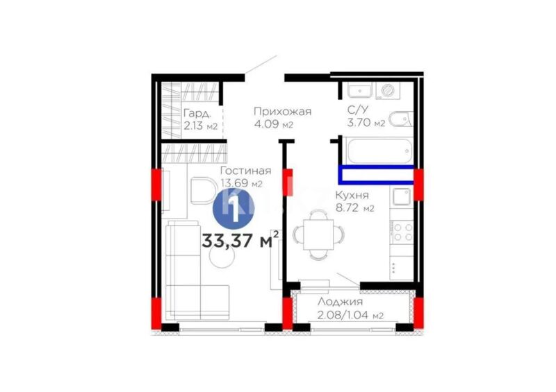 Продажа 1-комнатной квартиры, 33.37 м² - Продажа квартир от собственников в Астане - страница 14 фото 1 из 1