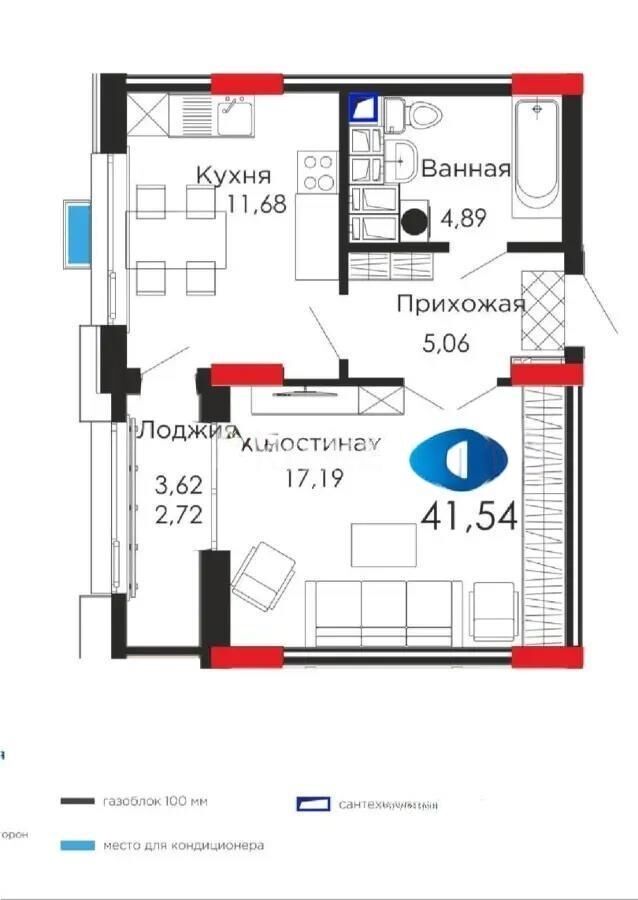 Продажа 1-комнатной квартиры, 41.54 м² - Продажа однокомнатных квартир в р-не Нура Астаны - страница 33 фото 5 из 5