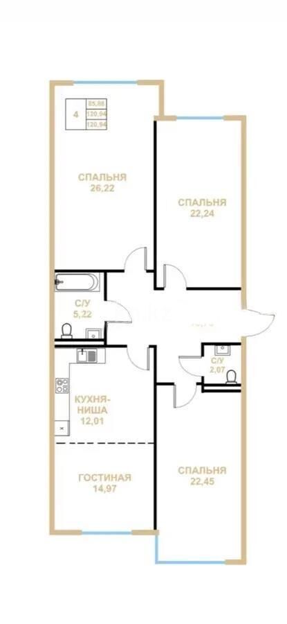 Продажа 4-комнатной квартиры, 123 м² - Продажа действующего бизнеса в Костанае фото 1 из 1