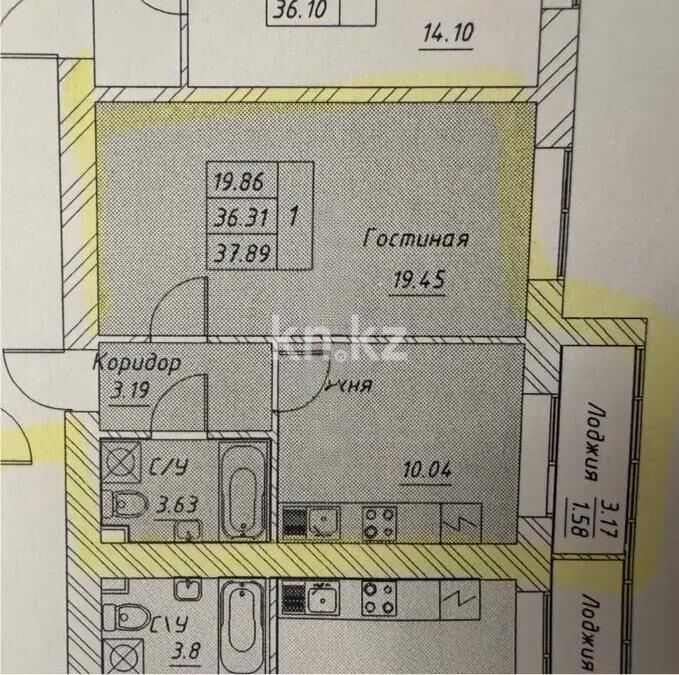 Продажа 1-комнатной квартиры, 38.3 м² - Продажа однокомнатных квартир в р-не Сарайшык Астаны - страница 32 фото 1 из 1