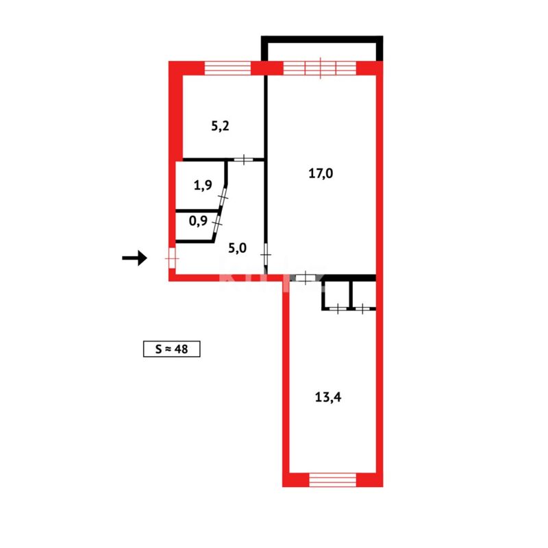 Продажа 2-комнатной квартиры, 48 м² - Продажа двухкомнатных квартир в панельном доме в Казахстане - страница 6 фото 10 из 10