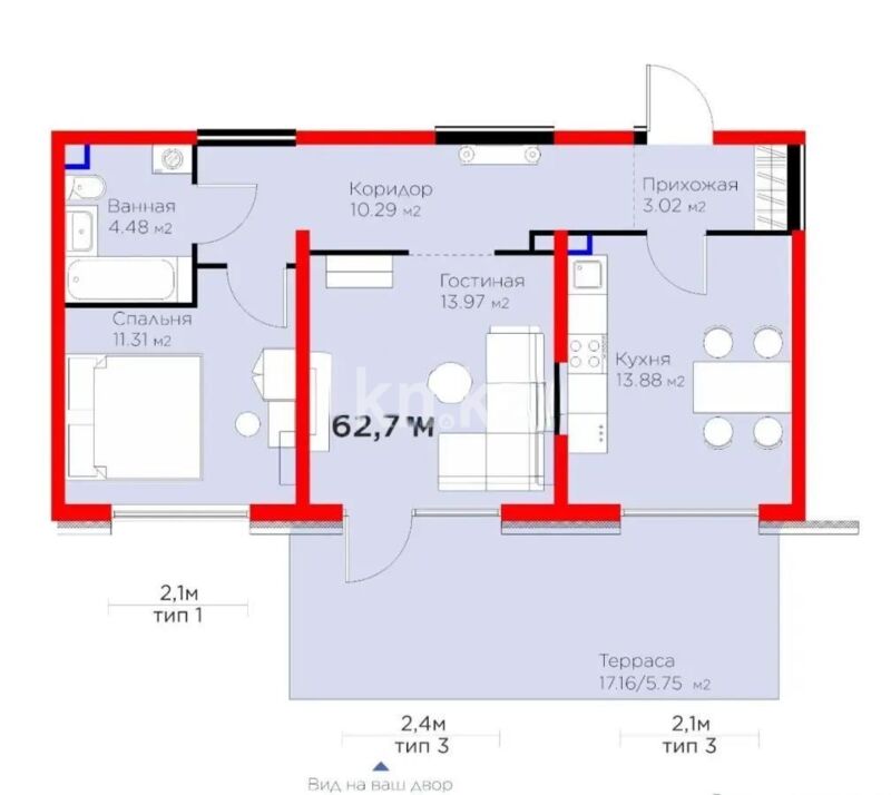Продажа 2-комнатной квартиры, 62.5 м² - Продажа двухкомнатных квартир в Турксибском р-не Алматы - страница 11 фото 2 из 2