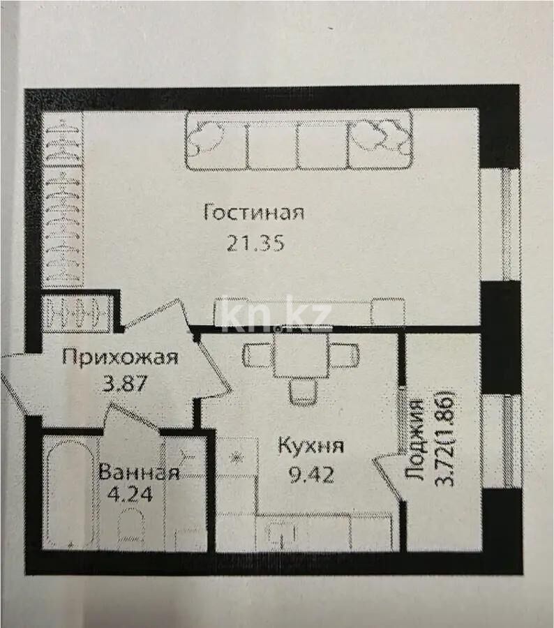 Продажа 1-комнатной квартиры, 40.74 м² - Продажа однокомнатных квартир в р-не Сарыарка Астаны - страница 19 фото 1 из 1