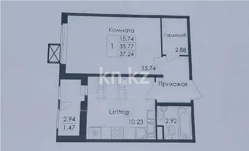 Продажа 1-комнатной квартиры, 37.24 м² - Продажа квартир в блочном доме в Астане - страница 21 фото 1 из 1