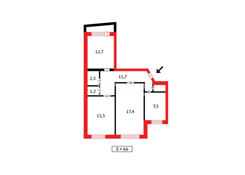 Продажа 2-комнатной квартиры, 65 м² - Продажа двухкомнатных квартир в Темиртау - страница 2 фото 13 из 13