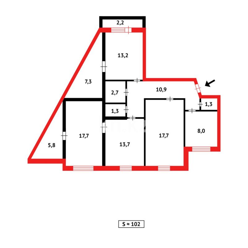 Продажа 4-комнатной квартиры, 101 м² - Продажа четырехкомнатных квартир в Казахстане - страница 2 фото 21 из 21