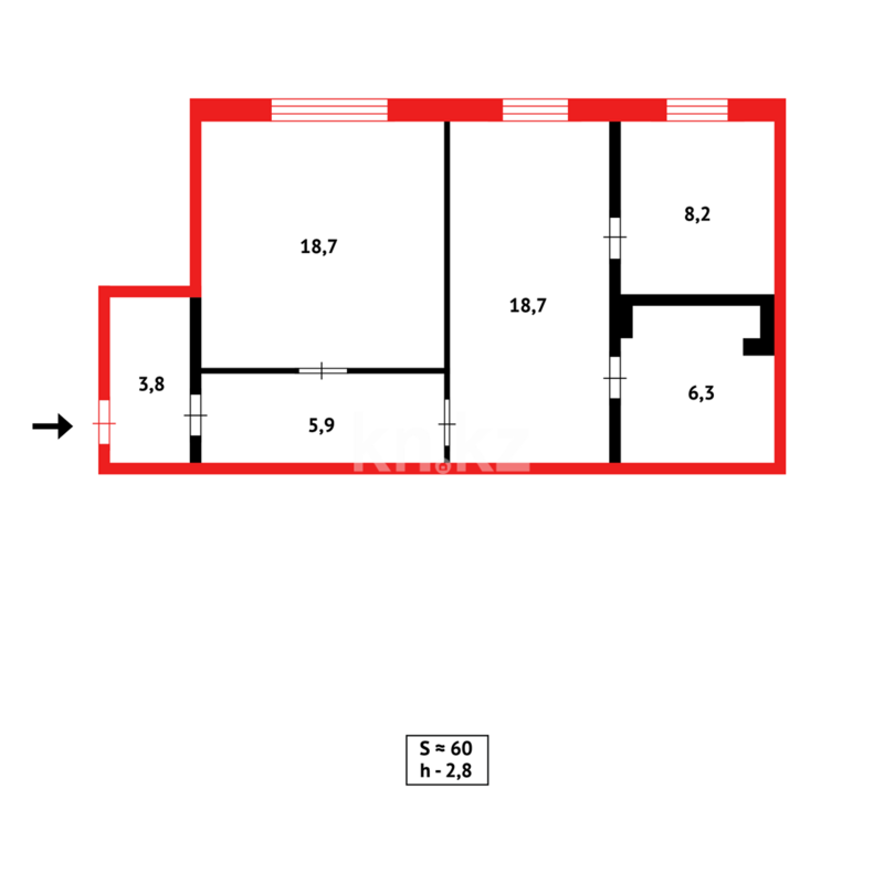 Продажа 2-комнатной квартиры, 57 м² - Продажа двухкомнатных квартир на Юго-Востоке Караганды - страница 23 фото 8 из 8