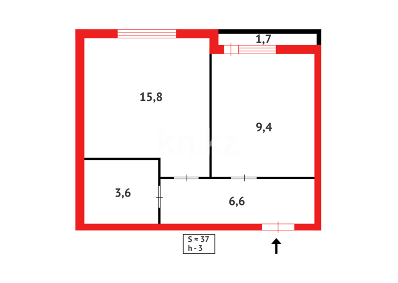 Продажа 1-комнатной квартиры, 37.25 м² - Продажа однокомнатных квартир в р-не Сарыарка Астаны - страница 16 фото 7 из 7