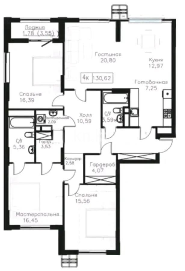 Продажа 4-комнатной квартиры, 130 м² - Продажа четырехкомнатных квартир в р-не Есиль Астаны фото 1 из 1