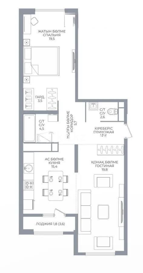 Продажа 3-комнатной квартиры, 78 м² - Продажа трехкомнатных квартир в Бостандыкском р-не Алматы - страница 25 фото 1 из 1
