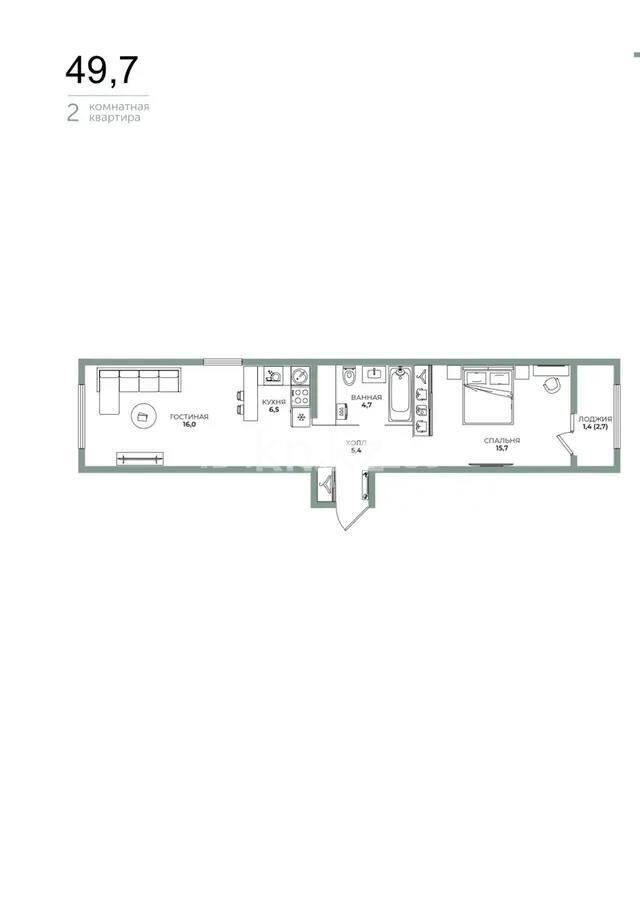 Продажа 2-комнатной квартиры, 49.7 м² - Продажа двухкомнатных квартир в Алатауском р-не Алматы - страница 18 фото 1 из 1