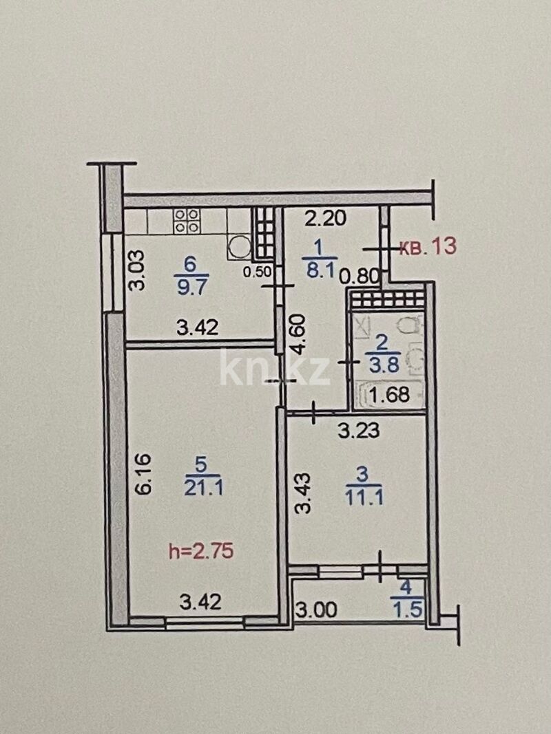 Продажа 2-комнатной квартиры, 55 м² - Продажа двухкомнатных квартир в монолитном доме в Казахстане - страница 4 фото 13 из 13