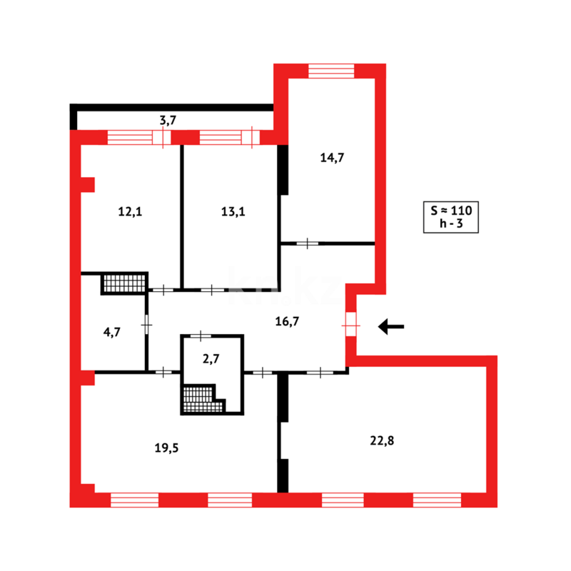 Продажа 4-комнатной квартиры, 110 м² - Продажа четырехкомнатных квартир в Караганде - страница 3 фото 6 из 37