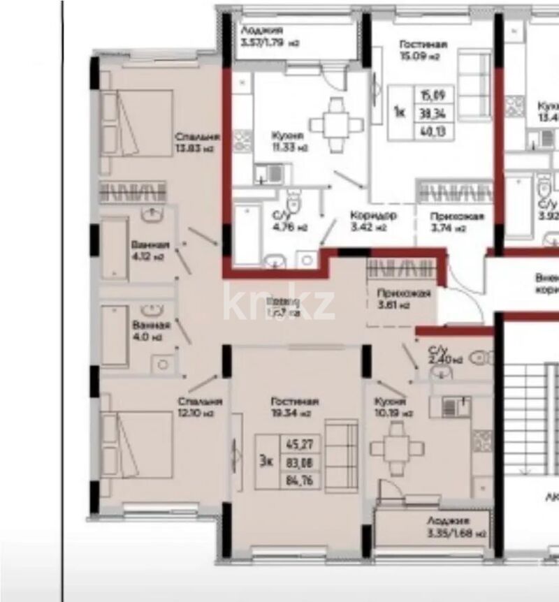 Продажа 3-комнатной квартиры, 84.76 м² - Продажа трехкомнатных квартир от собственников в Казахстане - страница 2 фото 1 из 1