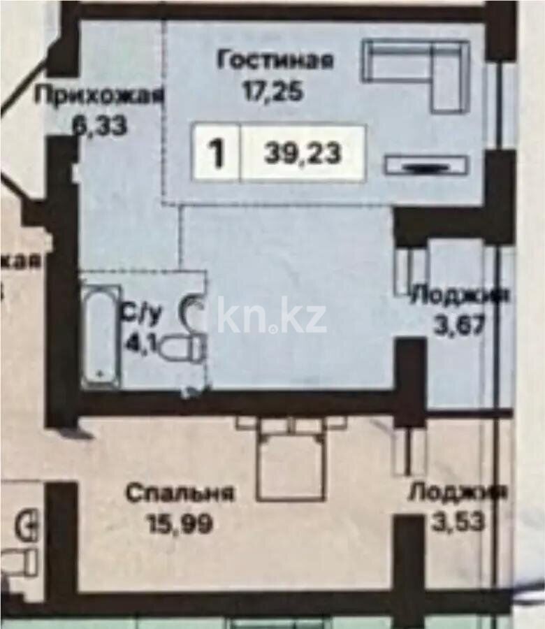 Продажа 1-комнатной квартиры, 39.23 м² - Продажа квартир в новостройках Астаны - страница 21 фото 1 из 1