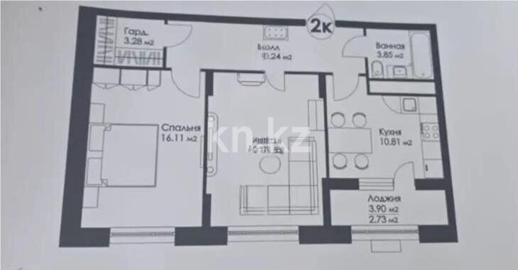 Продажа 2-комнатной квартиры, 63.98 м² - Продажа квартир в блочном доме в Астане - страница 67 фото 1 из 1