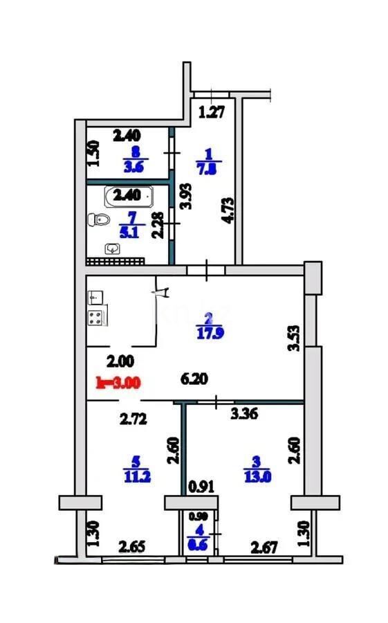 Продажа 3-комнатной квартиры, 64 м² - Продажа трехкомнатных квартир в Бостандыкском р-не Алматы - страница 13 фото 6 из 6