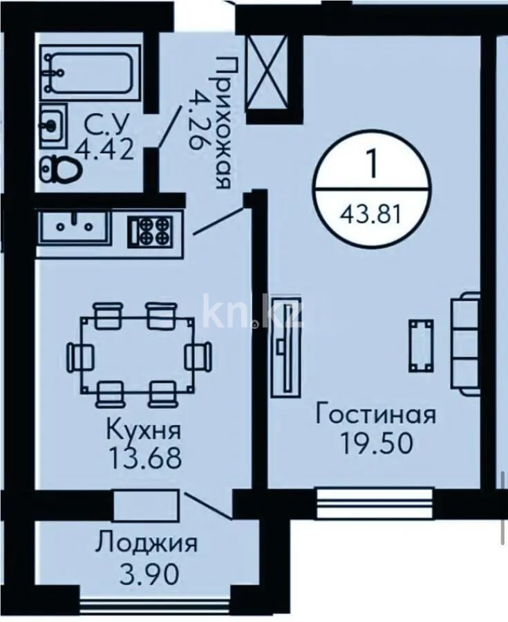Продажа 1-комнатной квартиры, 44 м² - Продажа однокомнатных квартир в кирпичном доме в Астане - страница 67 фото 1 из 1