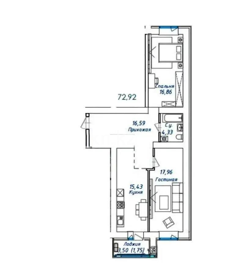 Продажа 2-комнатной квартиры, 72.92 м² - Продажа двухкомнатных квартир в р-не Сарайшык Астаны - страница 37 фото 1 из 1