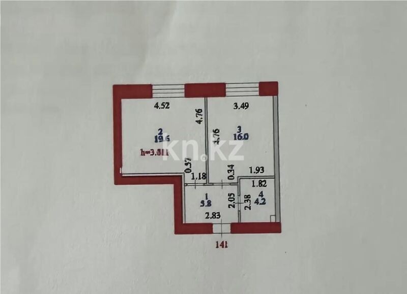 Продажа 1-комнатной квартиры, 45.6 м² - Продажа однокомнатных квартир в кирпичном доме в Астане фото 1 из 1
