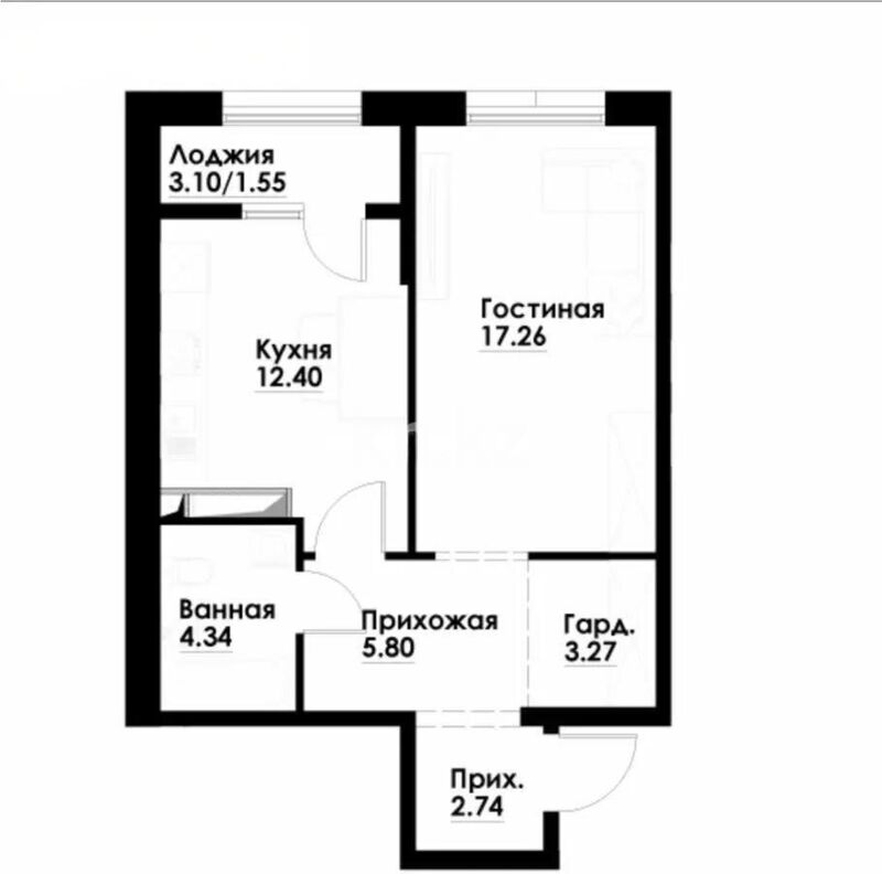 Продажа 1-комнатной квартиры, 47.2 м² - Продажа однокомнатных квартир от собственников в Казахстане - страница 4 фото 2 из 2