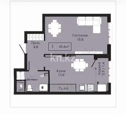 Продажа 2-комнатной квартиры, 43.6 м² - Продажа двухкомнатных квартир в р-не Нура Астаны - страница 38 фото 5 из 5