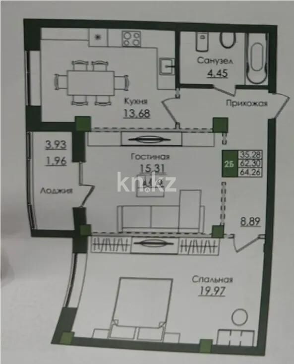Продажа 2-комнатной квартиры, 64.26 м² - Продажа квартир в блочном доме в Астане - страница 171 фото 1 из 1