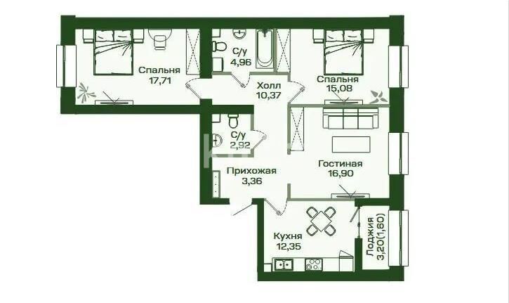 Продажа 3-комнатной квартиры, 85.25 м² - Продажа квартир в кирпичном доме в Астане - страница 207 фото 1 из 1