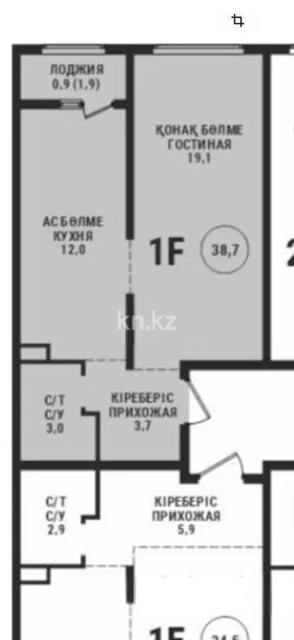 Продажа 1-комнатной квартиры, 38.7 м² - Продажа квартир в монолитно-каркасном доме в Казахстане - страница 46 фото 1 из 1