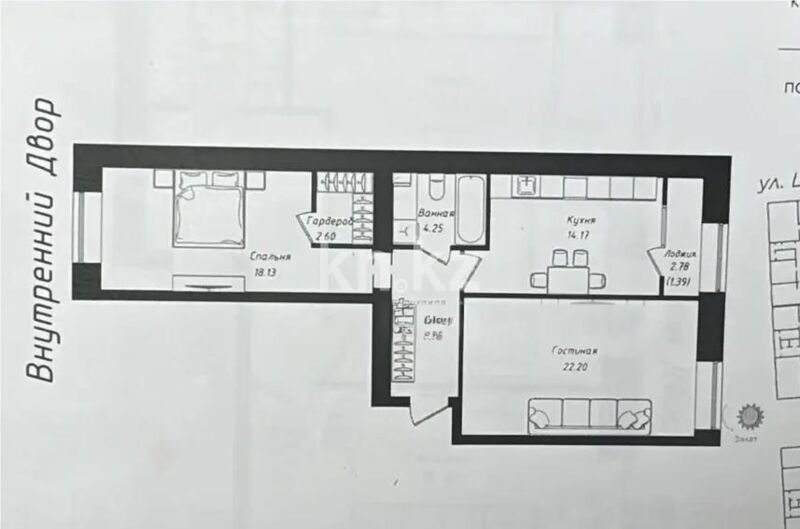 Продажа 2-комнатной квартиры, 69.37 м² - Продажа двухкомнатных квартир в р-не Сарыарка Астаны - страница 9 фото 1 из 1
