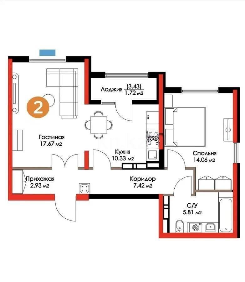 Продажа 2-комнатной квартиры, 60 м² - Продажа двухкомнатных квартир в монолитно-каркасном доме в Казахстане - страница 178 фото 5 из 5