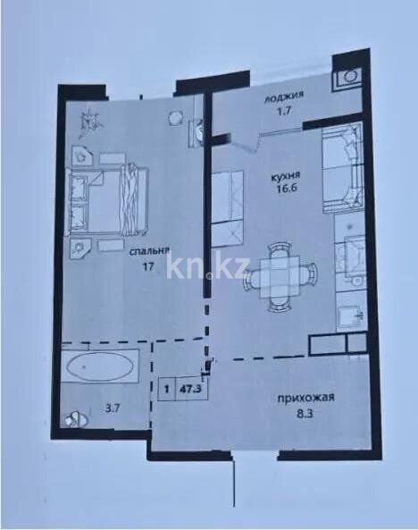 Продажа 1-комнатной квартиры, 49 м² - Продажа однокомнатных квартир в Казахстане - страница 7 фото 1 из 1