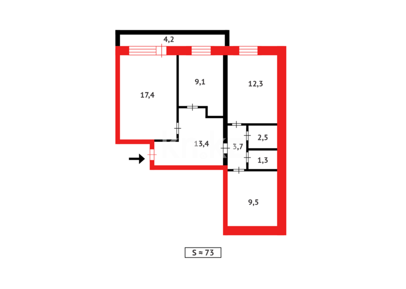 Продажа 3-комнатной квартиры, 73 м² - Недвижимость в Темиртау - страница 31 фото 7 из 7
