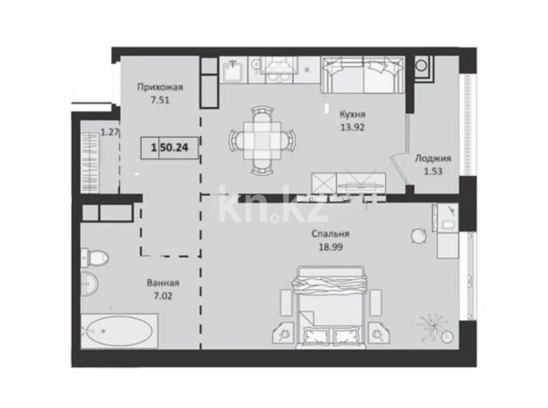 Продажа 2-комнатной квартиры, 50 м² - Продажа двухкомнатных квартир в Медеуском р-не Алматы - страница 6 фото 1 из 1