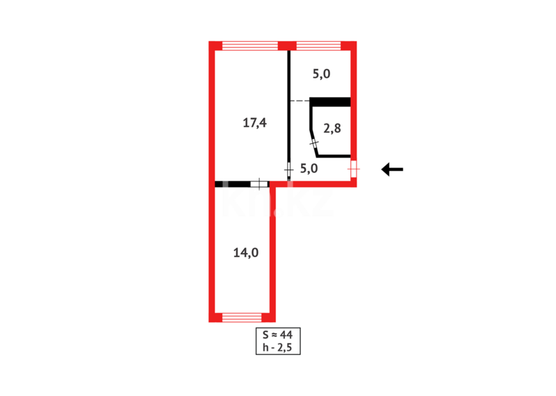 Продажа 2-комнатной квартиры, 44 м² - Продажа двухкомнатных квартир в Майкудуке Караганды - страница 20 фото 13 из 13