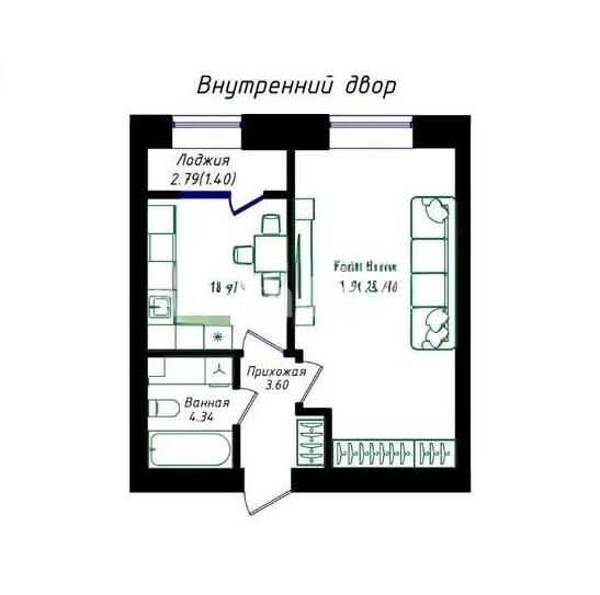 Продажа 1-комнатной квартиры, 41.68 м² - Продажа однокомнатных квартир в р-не Есиль Астаны - страница 30 фото 1 из 1