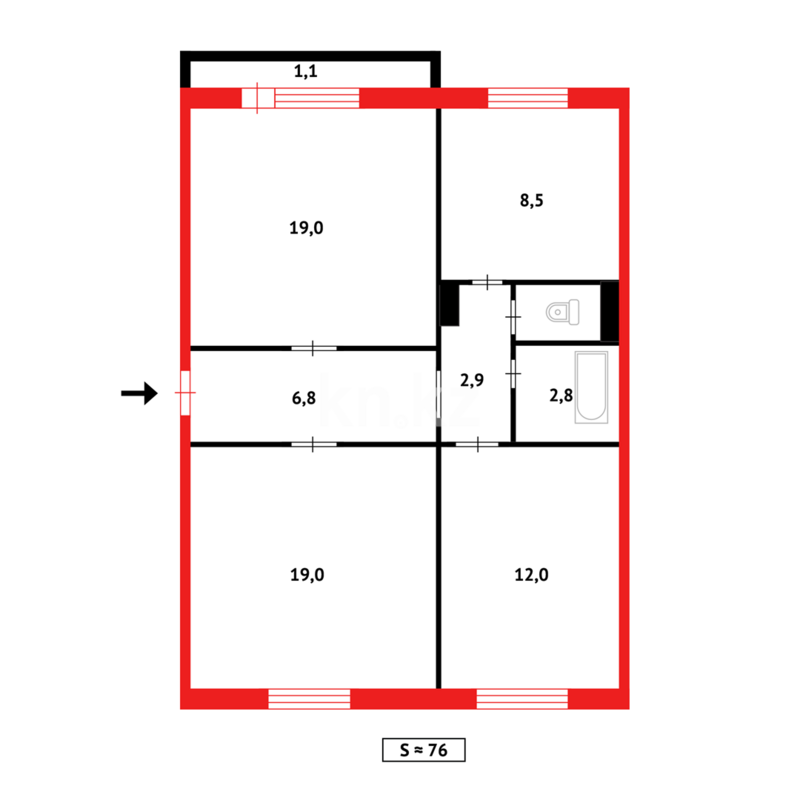Продажа 3-комнатной квартиры, 76 м² - Продажа трехкомнатных квартир в Караганде - страница 49 фото 10 из 10