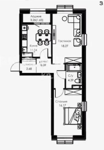 Продажа 2-комнатной квартиры, 60.57 м² - Продажа квартир в Казахстане - страница 146 фото 1 из 1