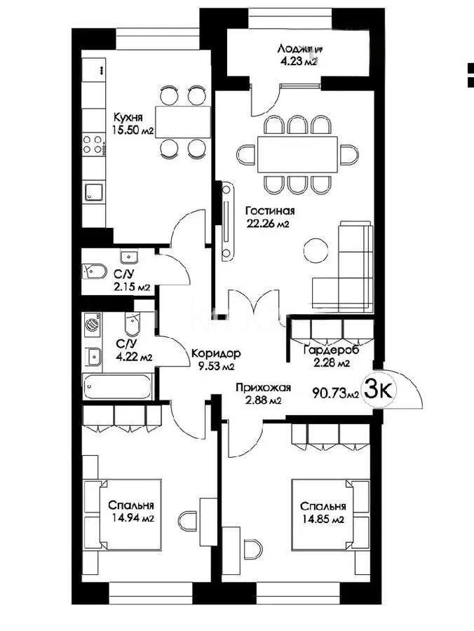Продажа 3-комнатной квартиры, 90 м² - Продажа офисных и торговых помещений в Павлодаре фото 7 из 7