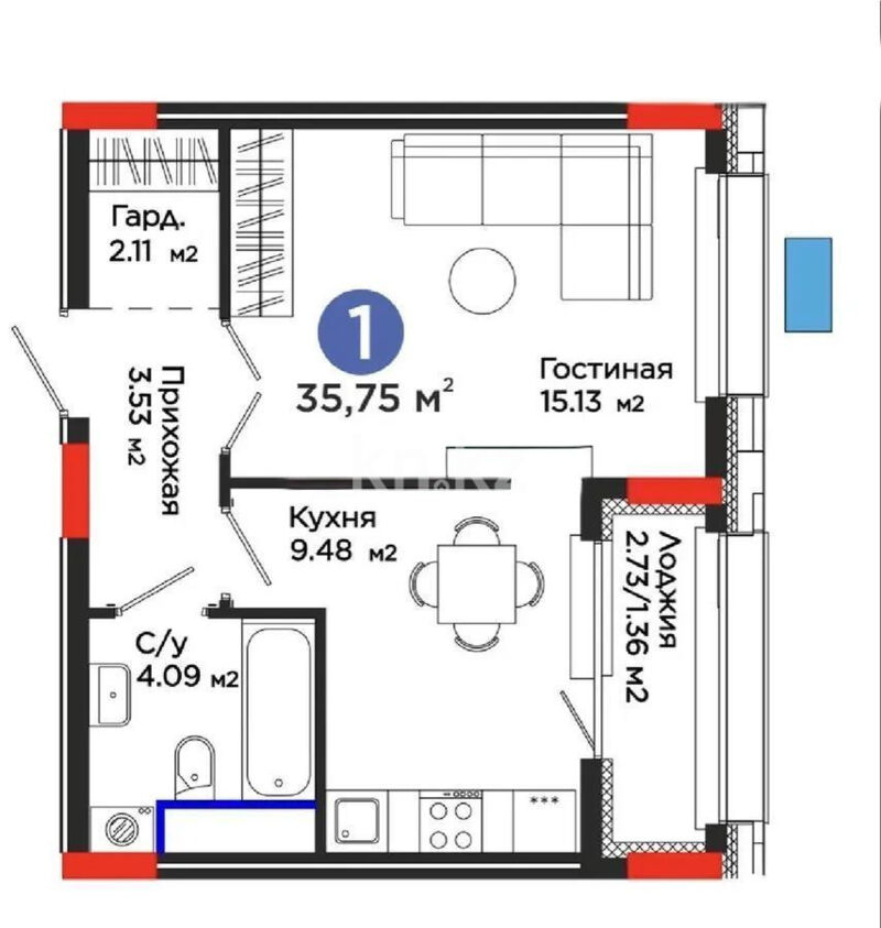 Продажа 1-комнатной квартиры, 35.75 м² - Продажа земельных участков в Абае фото 1 из 1
