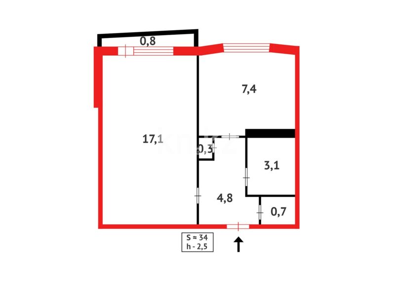 Продажа 1-комнатной квартиры, 34 м² - Продажа однокомнатных квартир в Темиртау - страница 2 фото 11 из 11