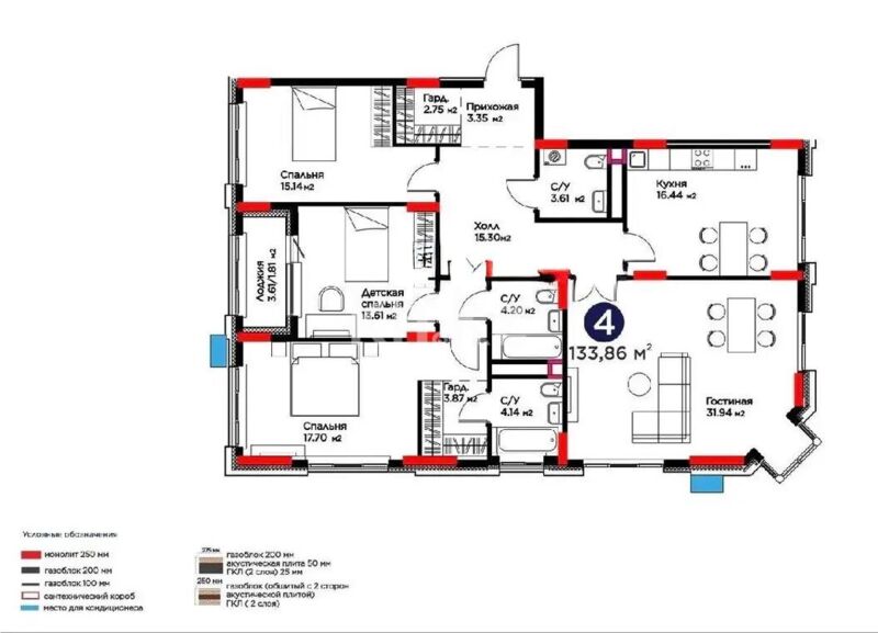 Продажа 4-комнатной квартиры, 135.5 м² - Продажа квартир в Казахстане - страница 129 фото 1 из 1