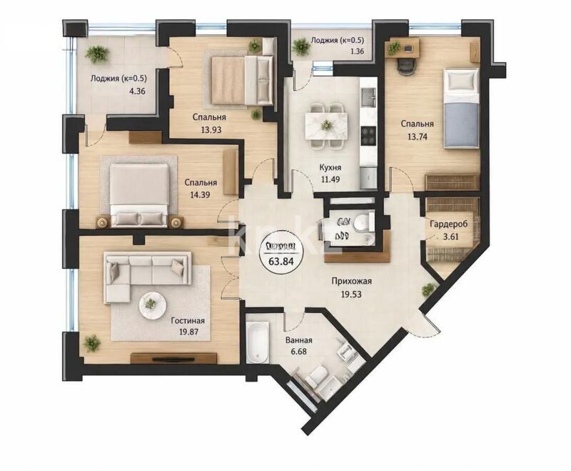 Продажа 4-комнатной квартиры, 111 м² - Продажа квартир в Казахстане - страница 235 фото 1 из 1