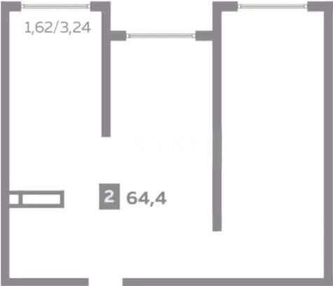 Продажа 2-комнатной квартиры, 64.4 м² - Продажа квартир в монолитно-каркасном доме в Казахстане - страница 40 фото 1 из 1