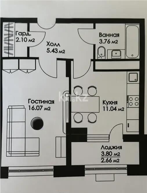 Продажа 1-комнатной квартиры, 41 м² - Продажа однокомнатных квартир в блочном доме в Казахстане - страница 48 фото 1 из 1