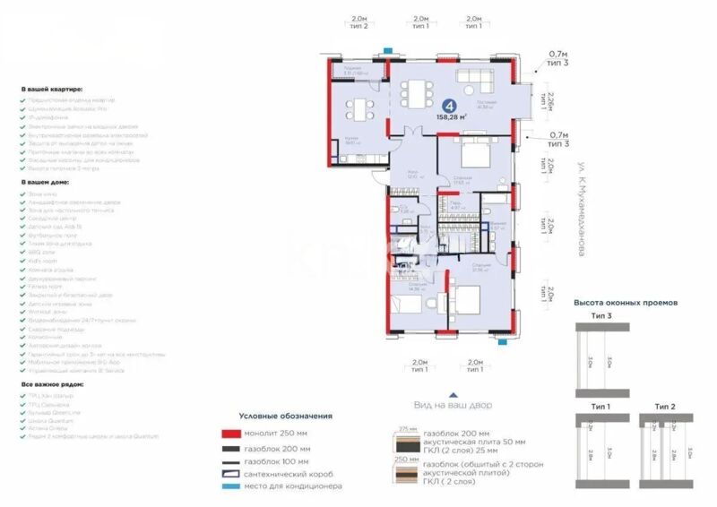 Продажа 4-комнатной квартиры, 158.28 м² - Продажа квартир в блочном доме в Казахстане фото 1 из 1