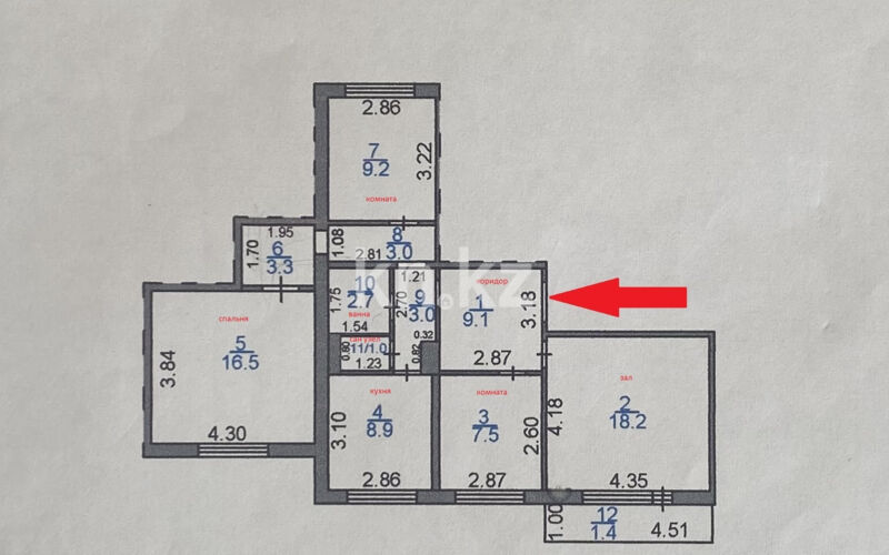 Продажа 4-комнатной квартиры, 84 м² - Продажа четырехкомнатных квартир в панельном доме в Караганде - страница 6 фото 2 из 18