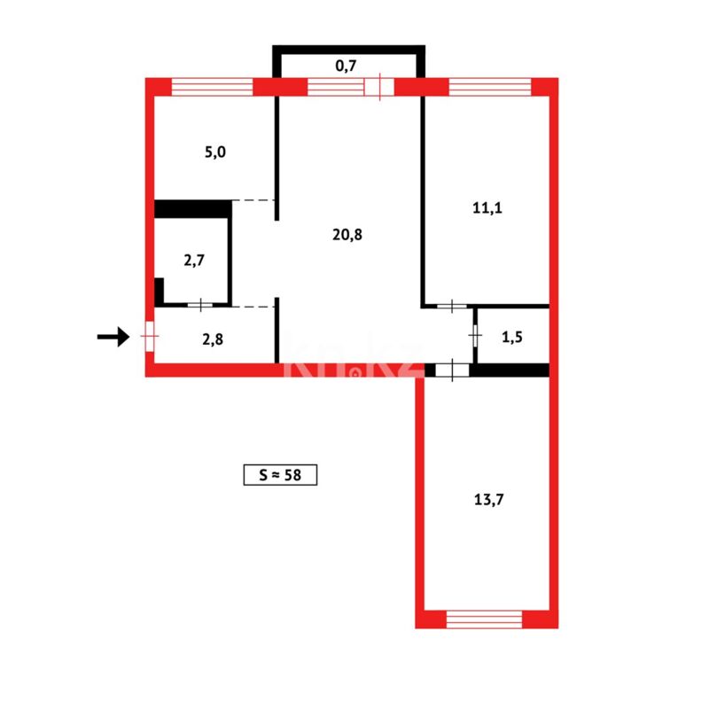 Продажа 3-комнатной квартиры, 58 м² - Продажа трехкомнатных квартир в панельном доме в Караганде - страница 5 фото 11 из 11
